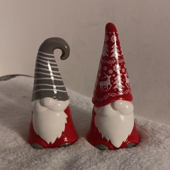 Other - Festive Gnome Ceramic Salt & Pepper Shakers - Red and Gray